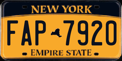 NY license plate FAP7920