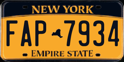 NY license plate FAP7934