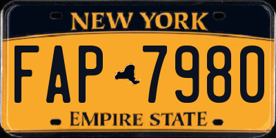 NY license plate FAP7980