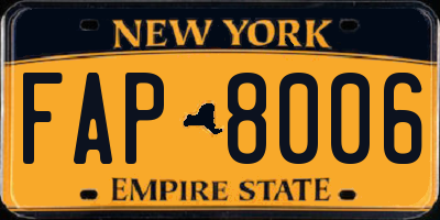 NY license plate FAP8006
