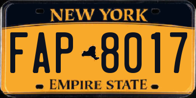 NY license plate FAP8017