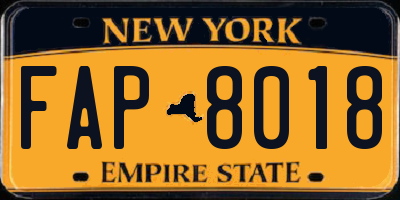NY license plate FAP8018