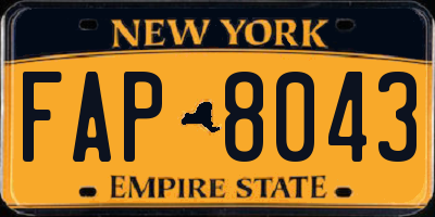 NY license plate FAP8043