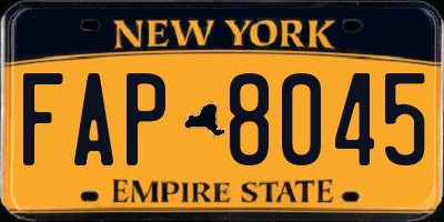 NY license plate FAP8045