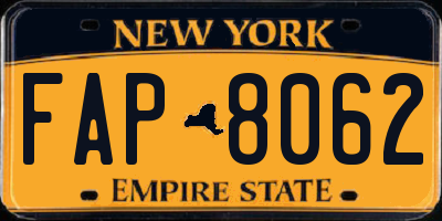 NY license plate FAP8062