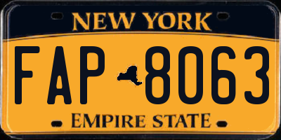 NY license plate FAP8063
