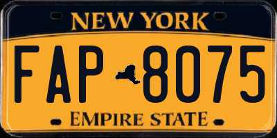 NY license plate FAP8075