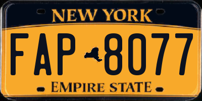 NY license plate FAP8077