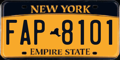 NY license plate FAP8101