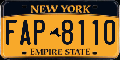 NY license plate FAP8110