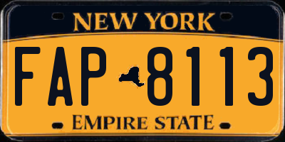 NY license plate FAP8113