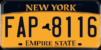 NY license plate FAP8116
