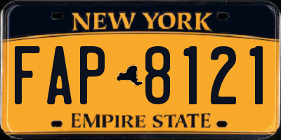 NY license plate FAP8121
