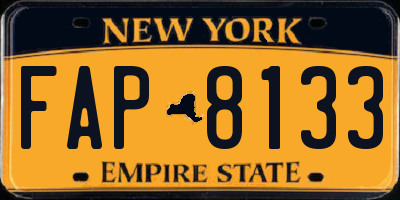NY license plate FAP8133