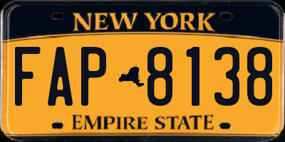 NY license plate FAP8138