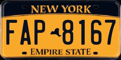NY license plate FAP8167
