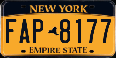 NY license plate FAP8177