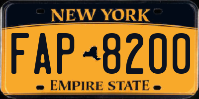 NY license plate FAP8200