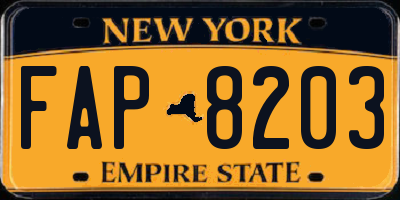 NY license plate FAP8203