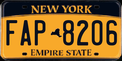 NY license plate FAP8206