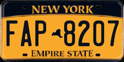 NY license plate FAP8207