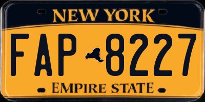 NY license plate FAP8227