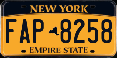 NY license plate FAP8258