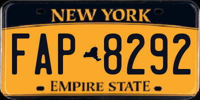 NY license plate FAP8292