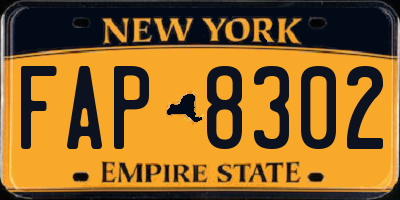 NY license plate FAP8302