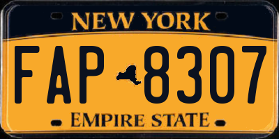 NY license plate FAP8307