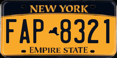 NY license plate FAP8321