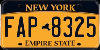 NY license plate FAP8325