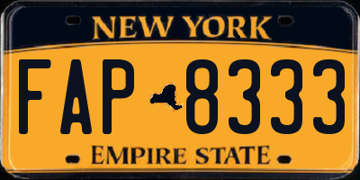 NY license plate FAP8333