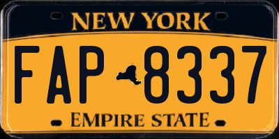 NY license plate FAP8337