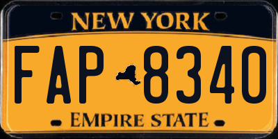 NY license plate FAP8340