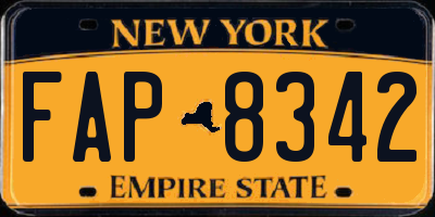 NY license plate FAP8342