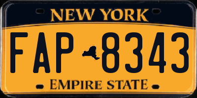 NY license plate FAP8343