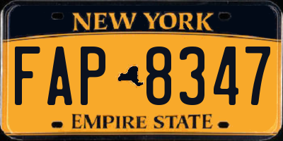 NY license plate FAP8347