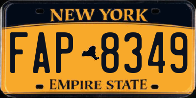 NY license plate FAP8349