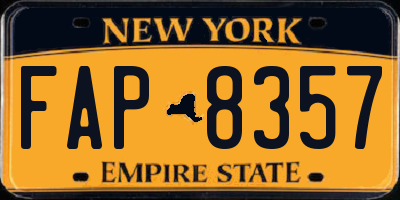 NY license plate FAP8357