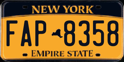 NY license plate FAP8358