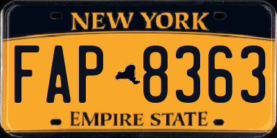 NY license plate FAP8363