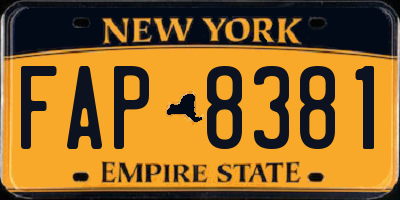 NY license plate FAP8381