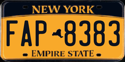 NY license plate FAP8383