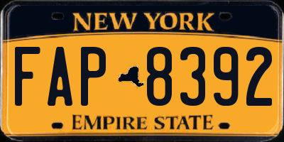 NY license plate FAP8392