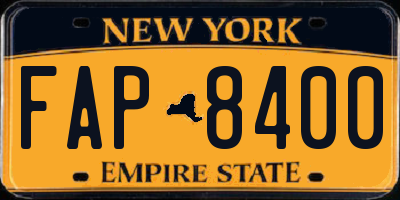 NY license plate FAP8400