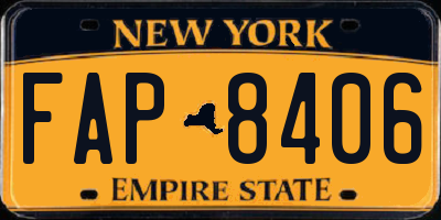 NY license plate FAP8406