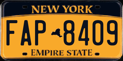 NY license plate FAP8409