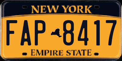 NY license plate FAP8417