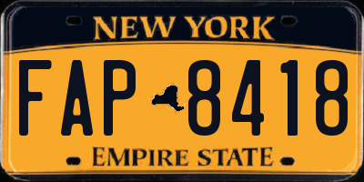 NY license plate FAP8418